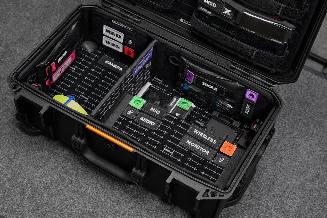 Camera equipment cases packed for field transport